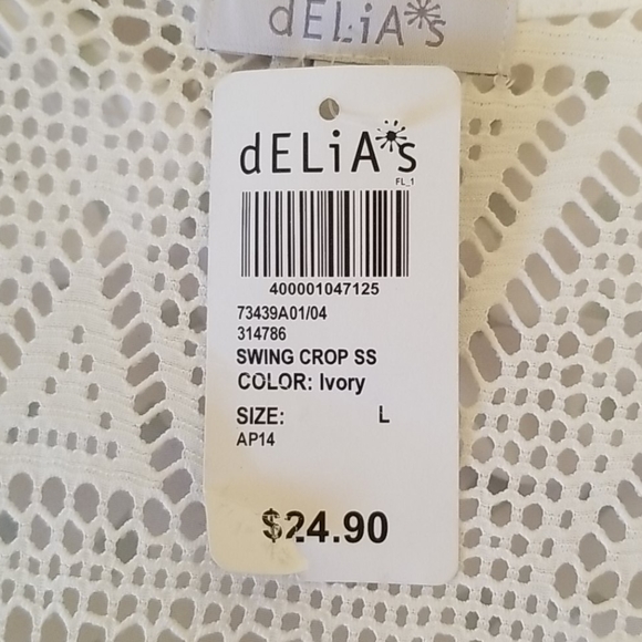 Delia's White Open Weave Crop Top in Size Large - Picture 9 of 10